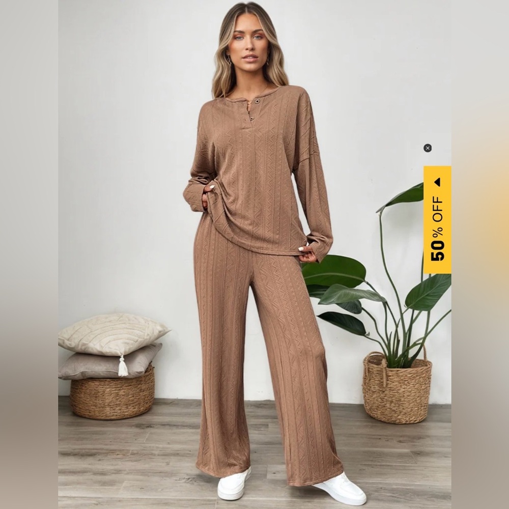 Pink Ribbed Pajama/Lounge Set - Picture 3 of 5